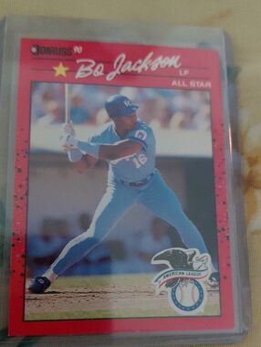 Russ Bo Jackson Baseball Card with Red Border and Blue Uniform